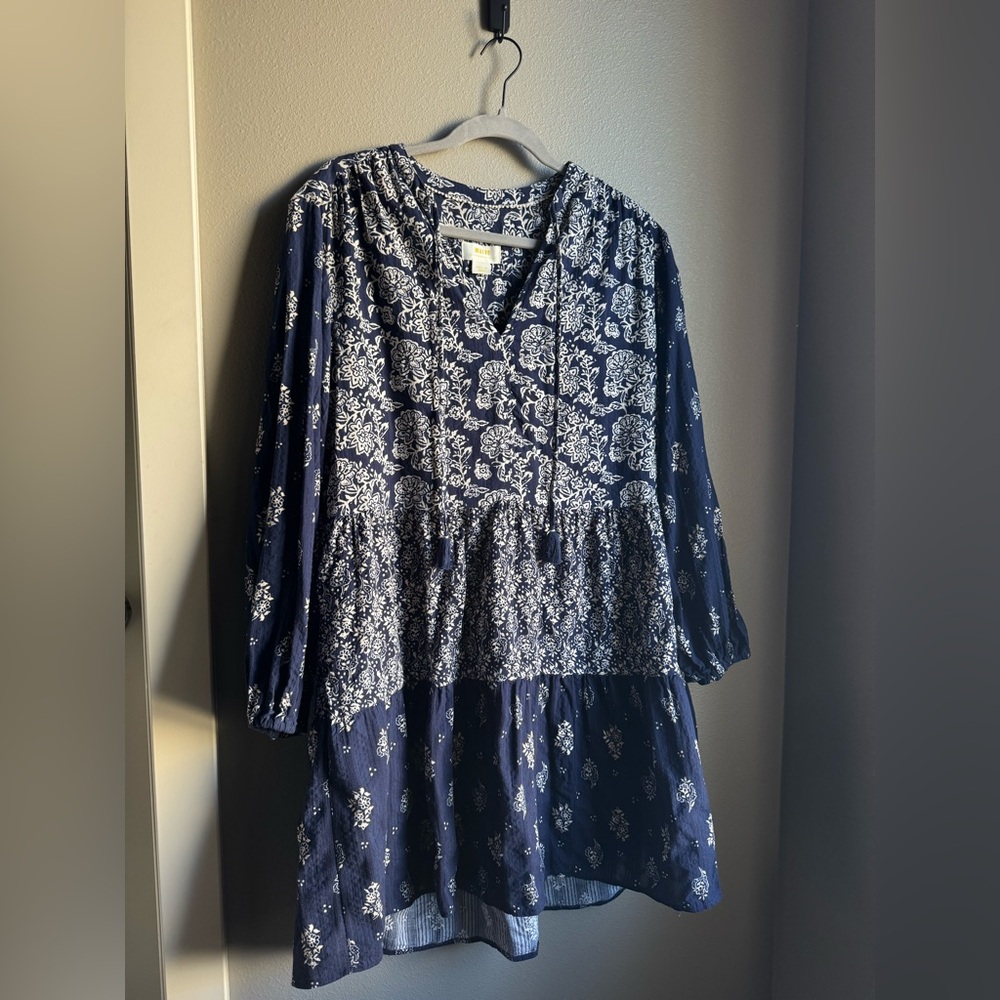 Anthropologie Navy Blue Floral Mini Dress - Picture 6 of 11